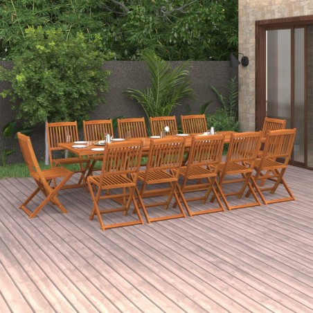 vidaXL Set de comedor para jardín 13 piezas madera maciza de acacia