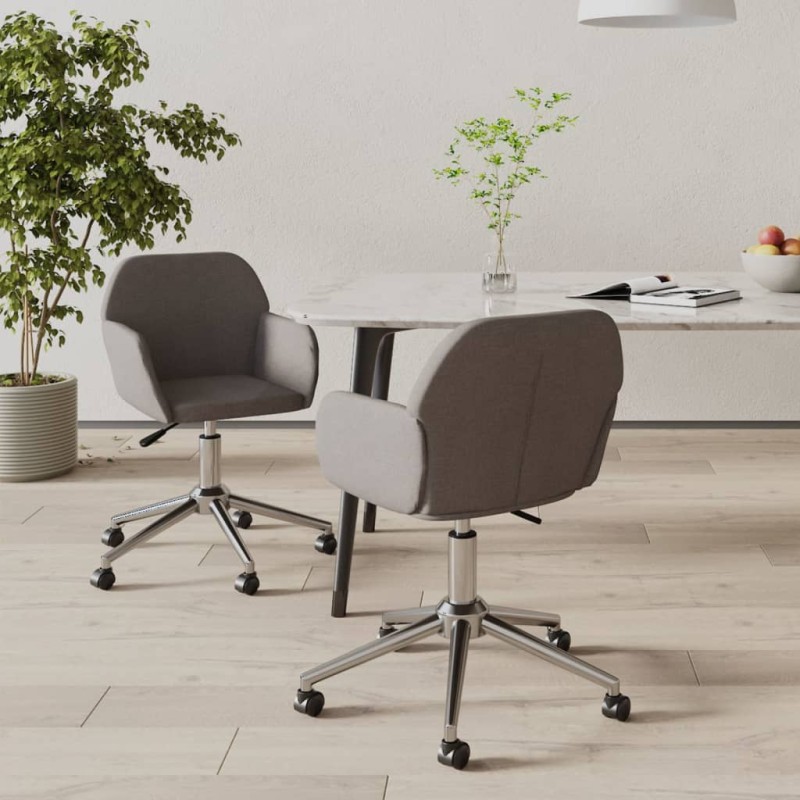 vidaXL Sillas de comedor giratorias 2 unidades tela gris oscuro vidaXL Sillas de comedor giratorias 2 unidades tela gris oscuro