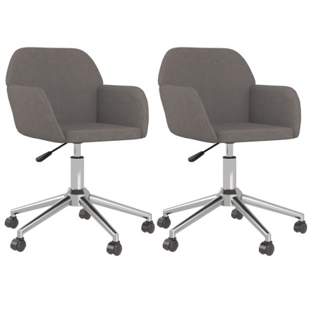 vidaXL Sillas de comedor giratorias 2 unidades tela gris oscuro