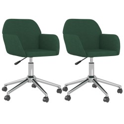 vidaXL Sillas de comedor giratorias 2 unidades tela verde oscuro