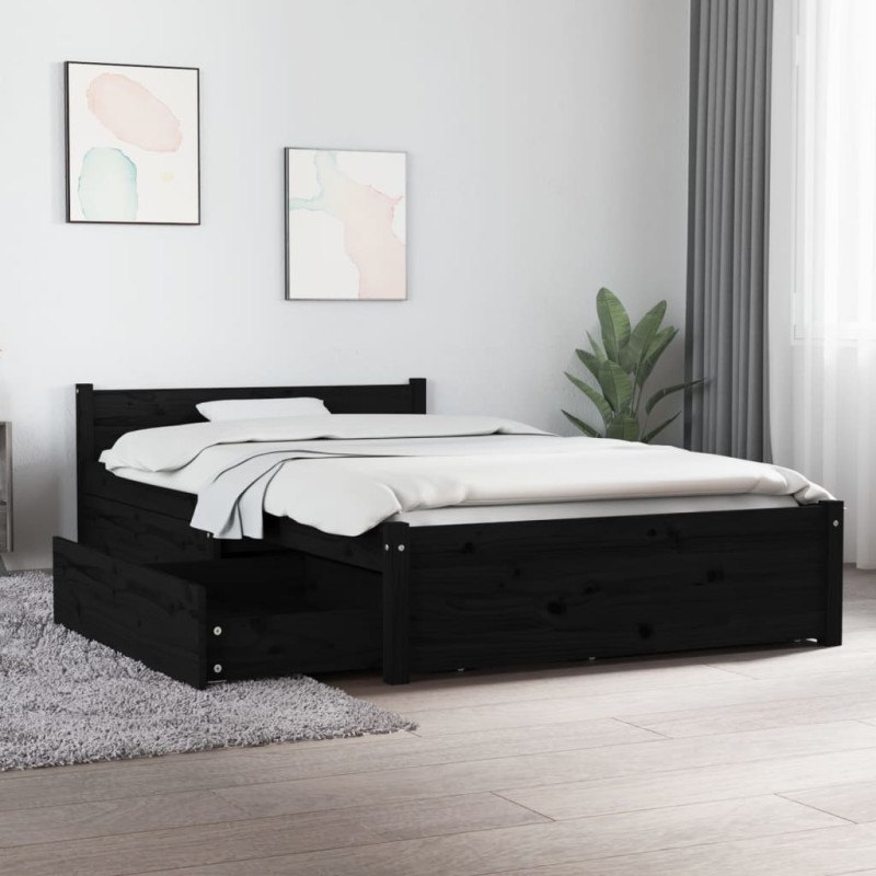 vidaXL Estructura de cama con cajones negro 90x200 cm vidaXL Estructura de cama con cajones negro 90x200 cm