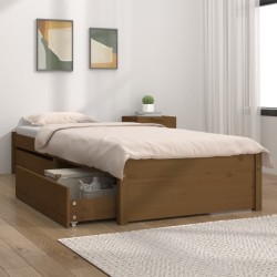 vidaXL Estructura de cama con cajones marrón miel 90x200 cm