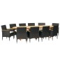 vidaXL Juego de comedor de jardín 11 piezas con cojines negro