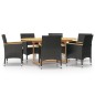 vidaXL Juego de comedor de jardín 7 piezas con cojines negro vidaXL Juego de comedor de jardín 7 piezas con cojines negro
