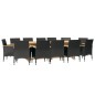 vidaXL Juego de comedor de jardín 13 piezas con cojines negro vidaXL Juego de comedor de jardín 13 piezas con cojines negro