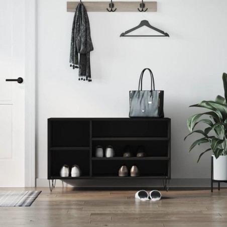 vidaXL Mueble zapatero madera contrachapada negro 102x36x60 cm