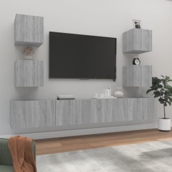 vidaXL Set de muebles para TV 6 pzas madera contrachapada gris Sonoma