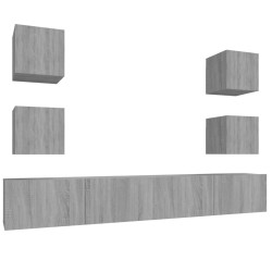 vidaXL Set de muebles para TV 6 pzas madera contrachapada gris Sonoma
