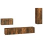 vidaXL Set de muebles de TV 4 pzas madera contrachapada roble ahumado vidaXL Set de muebles de TV 4 pzas madera contrachapada roble ahumado