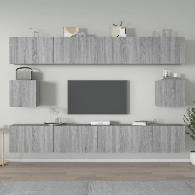 vidaXL Set de muebles para TV 6 pzas madera contrachapada gris Sonoma