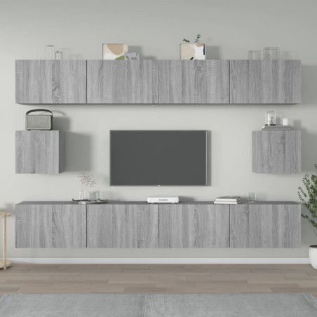 vidaXL Set de muebles para TV 6 pzas madera contrachapada gris Sonoma