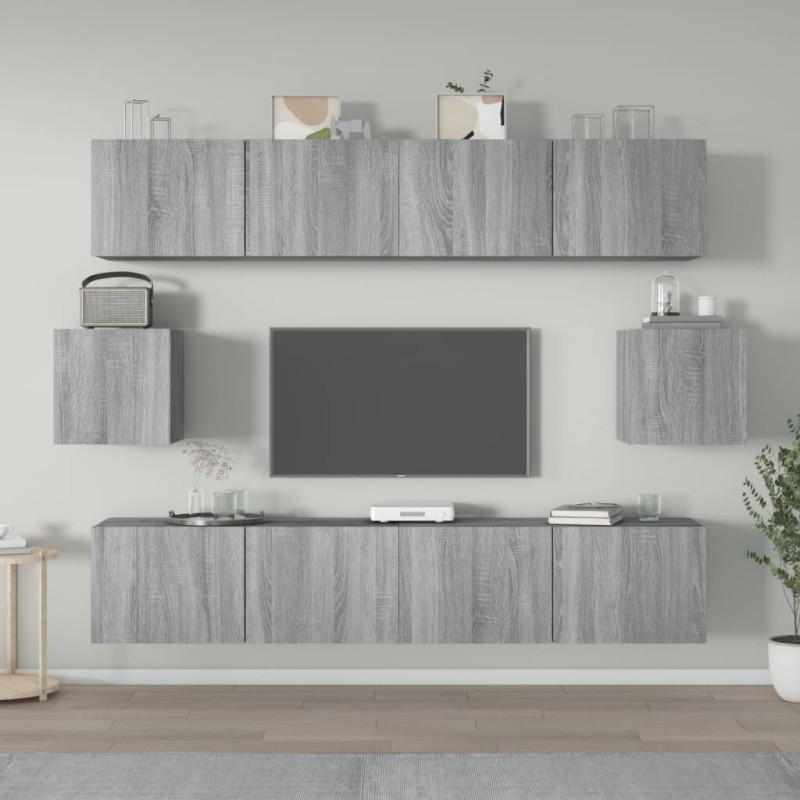 vidaXL Set de muebles para TV 6 pzas madera contrachapada gris Sonoma vidaXL Set de muebles para TV 6 pzas madera contrachapada gris Sonoma