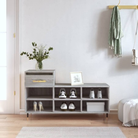 vidaXL Mueble zapatero madera contrachapada gris Sonoma 102x36x60 cm