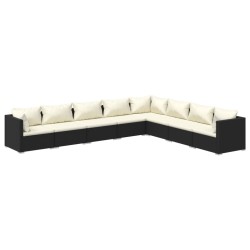 vidaXL Set de muebles de jardín 8 pzas y cojines ratán sintético negro