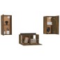 vidaXL Set de muebles de TV 3 pzas madera contrachapada roble ahumado vidaXL Set de muebles de TV 3 pzas madera contrachapada roble ahumado