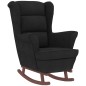 vidaXL Sillón mecedora patas madera y taburete terciopelo negro vidaXL Sillón mecedora patas madera y taburete terciopelo negro