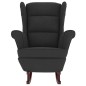 vidaXL Sillón mecedora patas madera y taburete terciopelo negro vidaXL Sillón mecedora patas madera y taburete terciopelo negro