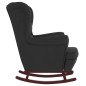 vidaXL Sillón mecedora patas madera y taburete terciopelo negro vidaXL Sillón mecedora patas madera y taburete terciopelo negro