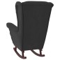 vidaXL Sillón mecedora patas madera y taburete terciopelo negro vidaXL Sillón mecedora patas madera y taburete terciopelo negro