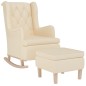 vidaXL Sillón con patas mecedoras y taburete de tela color crema vidaXL Sillón con patas mecedoras y taburete de tela color crema