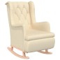 vidaXL Sillón con patas mecedoras y taburete de tela color crema vidaXL Sillón con patas mecedoras y taburete de tela color crema
