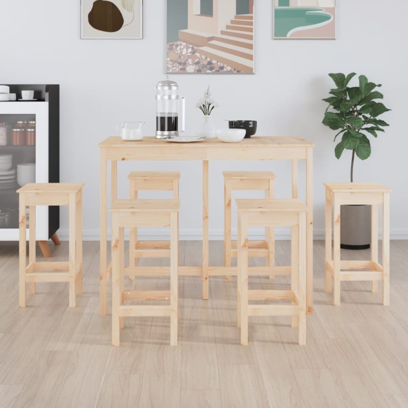 vidaXL Set de bar 7 piezas madera maciza de pino vidaXL Set de bar 7 piezas madera maciza de pino