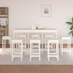 vidaXL Set de bar 9 piezas madera maciza de pino blanco