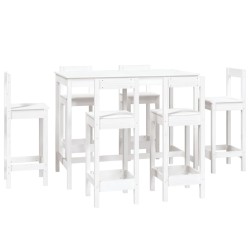 vidaXL Set de bar 7 piezas madera maciza de pino blanco