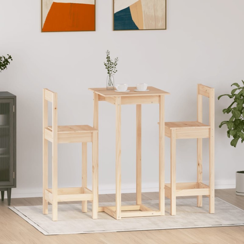 vidaXL Set de bar 3 piezas madera maciza de pino vidaXL Set de bar 3 piezas madera maciza de pino