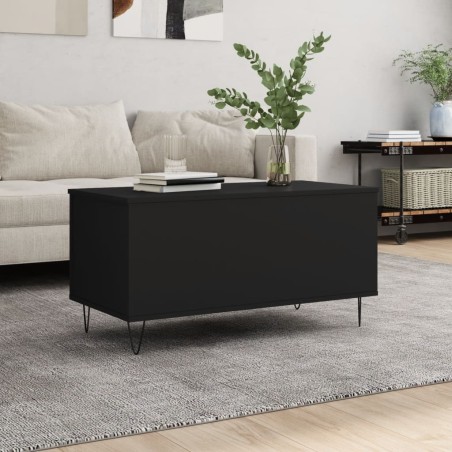 vidaXL Mesa de centro madera contrachapada negro 90x44,5x45 cm