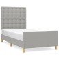 vidaXL Estructura de cama con cabecero de tela gris claro 90x190 cm vidaXL Estructura de cama con cabecero de tela gris claro 90x190 cm