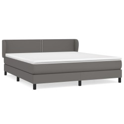 vidaXL Cama box spring con colchón cuero sintético gris 180x200 cm