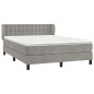 vidaXL Cama box spring con colchón terciopelo gris claro 140x200 cm