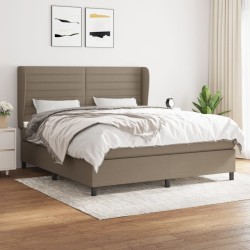 vidaXL Cama box spring con colchón tela gris taupe 160x200 cm