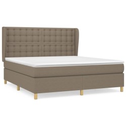 vidaXL Cama box spring con colchón tela gris taupe 160x200 cm