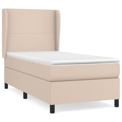 vidaXL Cama box spring con colchón cuero sintético capuchino 90x190 cm