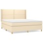 vidaXL Cama box spring con colchón tela color crema 160x200 cm vidaXL Cama box spring con colchón tela color crema 160x200 cm