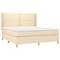 vidaXL Cama box spring con colchón tela color crema 160x200 cm vidaXL Cama box spring con colchón tela color crema 160x200 cm