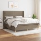 vidaXL Cama box spring con colchón tela gris taupe 160x200 cm vidaXL Cama box spring con colchón tela gris taupe 160x200 cm