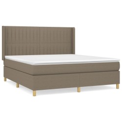 vidaXL Cama box spring con colchón tela gris taupe 160x200 cm