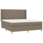 vidaXL Cama box spring con colchón tela gris taupe 160x200 cm vidaXL Cama box spring con colchón tela gris taupe 160x200 cm