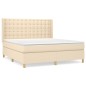 vidaXL Cama box spring con colchón tela color crema 160x200 cm vidaXL Cama box spring con colchón tela color crema 160x200 cm