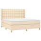 vidaXL Cama box spring con colchón tela color crema 160x200 cm vidaXL Cama box spring con colchón tela color crema 160x200 cm