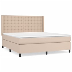 vidaXL Cama box spring con colchón cuero sintético capuchino 160x200cm