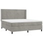 vidaXL Cama box spring con colchón terciopelo gris claro 160x200 cm
