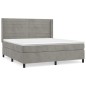 vidaXL Cama box spring con colchón terciopelo gris claro 160x200 cm vidaXL Cama box spring con colchón terciopelo gris claro 160x200 cm