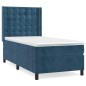 vidaXL Cama box spring con colchón terciopelo azul oscuro 90x190 cm vidaXL Cama box spring con colchón terciopelo azul oscuro 90x190 cm