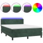 vidaXL Cama box spring colchón y LED terciopelo verde oscuro 140x190cm vidaXL Cama box spring colchón y LED terciopelo verde oscuro 140x190cm
