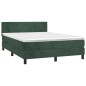 vidaXL Cama box spring colchón y LED terciopelo verde oscuro 140x190cm vidaXL Cama box spring colchón y LED terciopelo verde oscuro 140x190cm
