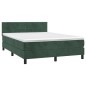 vidaXL Cama box spring colchón y LED terciopelo verde oscuro 140x190cm vidaXL Cama box spring colchón y LED terciopelo verde oscuro 140x190cm